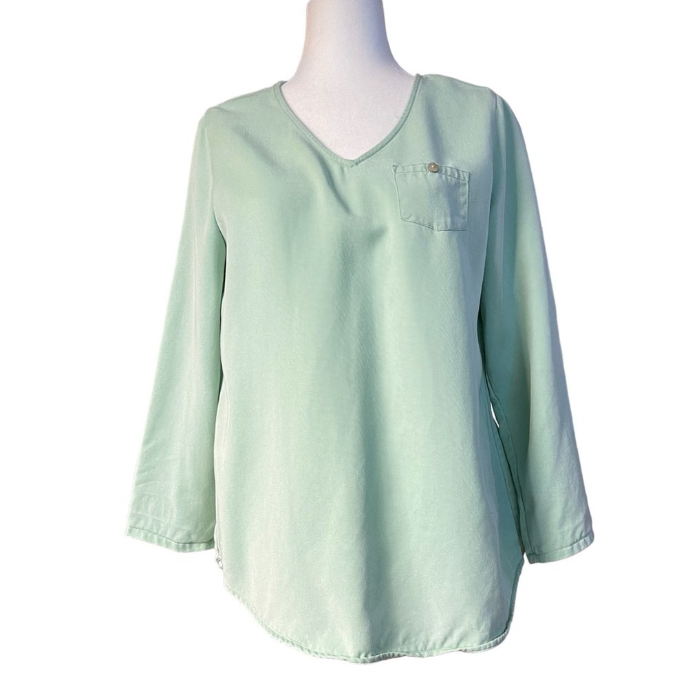 Soft Surroundings Light Green Tunic Roll Sleeves Top US XS